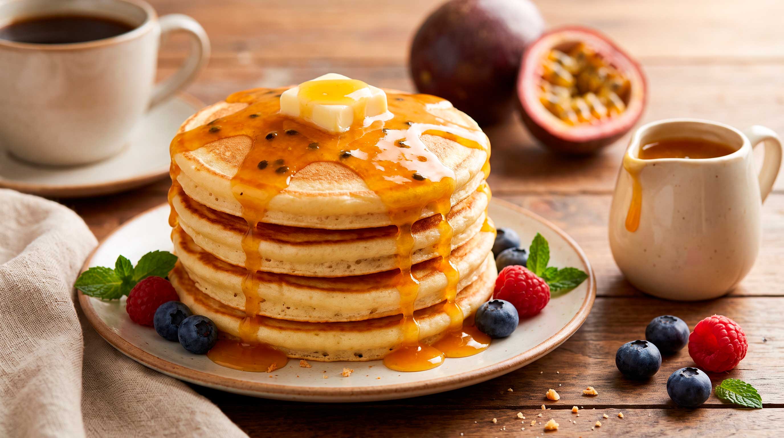Pancakes con Salsa de Gulupa Frutabuela