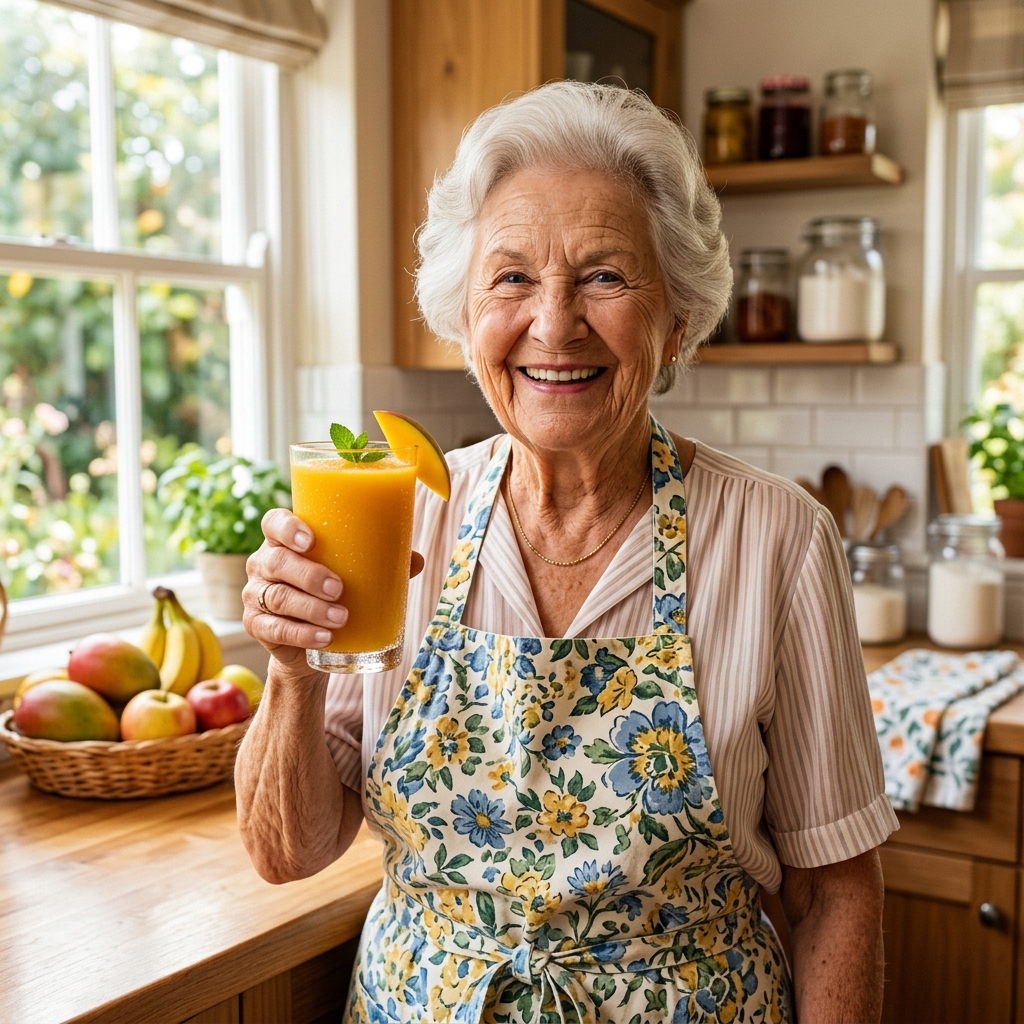 American grandmother with 10-Pack fruit pulps Frutabuela 105g