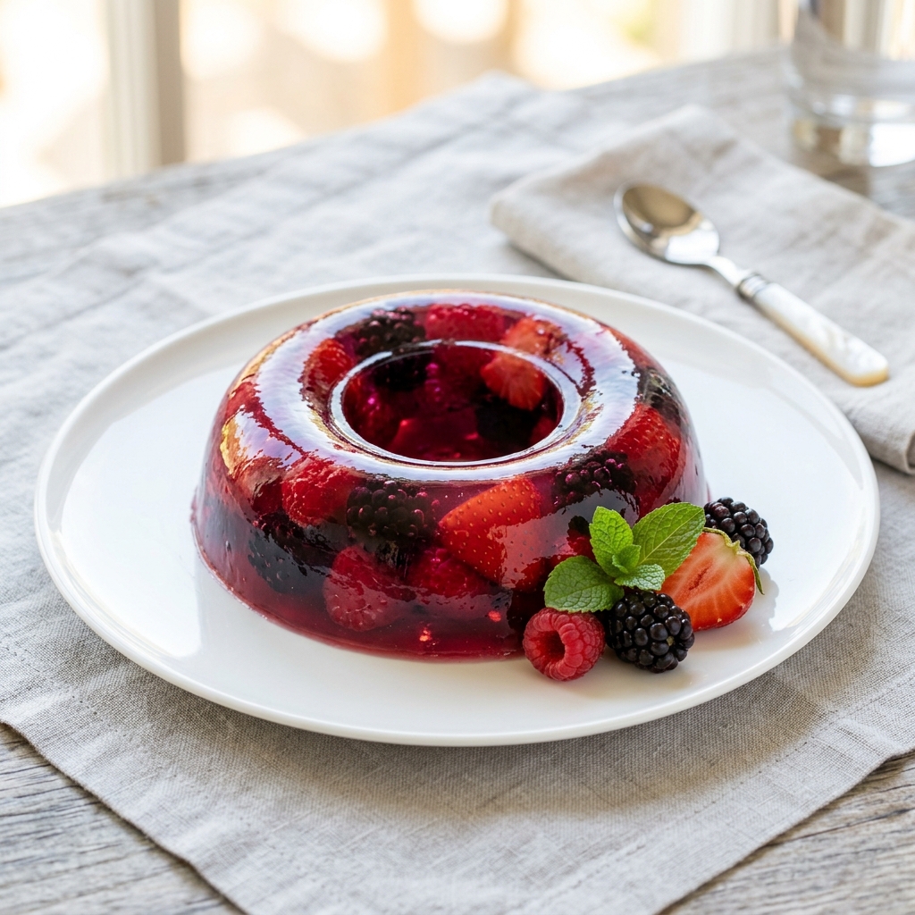 Gelatina Casera de Mora y Frutos Rojos