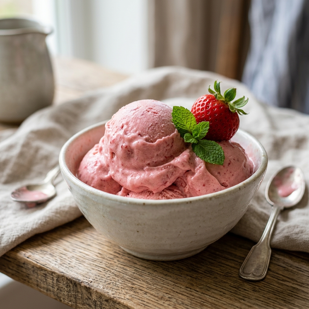 Helado artesanal de fresa